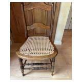 Victorian Style Walnut Side Caned Seat Chair