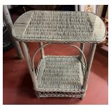 Wicker Side Table W/ Glass Top