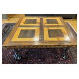 Rustic Wooden Coffee Table W/ Wrought Iron Legs