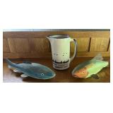 Decorative Wood Fish W/Metal Fins & More