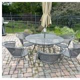 Patio Table W/6 Chairs & Umbrella