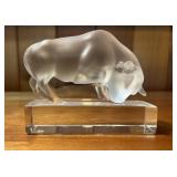 Lalique Frosted Crystal Bull Figurine