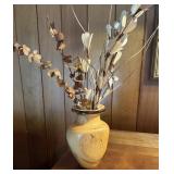 Wooden Vase W/ Flowers Made Of Wood