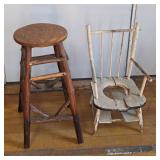 Wooden Stool & Camode Chair