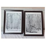 Signed Woods Scene Prints