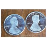 1991 Lincoln Penny 1oz Silver Coins