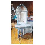 Vintage Metal Marble Top Stand w/ Mirror