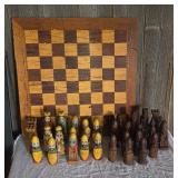 Vintage Carved Chess Set