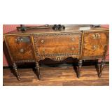 Jacobean Revival Sideboard W/ Burl Veneer