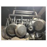 Hanging Pot Pan Rack W/ Pots & Pans