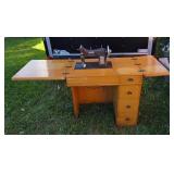 Vintage Domestic Sewing Machine & Cabinet
