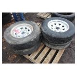 (4) ST205/75R15 Tires on Rims (4) ST205/75R15 Tires on Rims