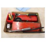 Partial socket set, ratchet, braker bars & misc. Partial socket set, ratchet, braker bars & misc.
