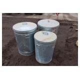 3 galvanized garbage cans w/lids 3 galvanized garbage cans w/lids