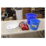 (2) Plastic Buckets & (2) Fire Extinguishers (2) Plastic Buckets & (2) Fire Extinguishers