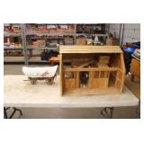 Wooden Horse Barn & Covered Wagon Wooden Horse Barn & Covered Wagon