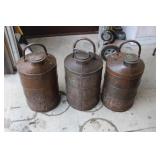 3 antique 10 gal. metal milk cans w/lids 3 antique 10 gal. metal milk cans w/lids