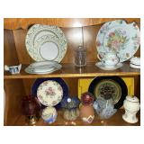 Two shells full of miscellaneous glassware