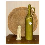 Wine bottle, basket, Leaning Tower of Pisa Vase