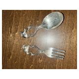 Sterling Childs, rabbit spoon, and fork and o