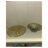 Two pieces, depression, glass, serving dishes