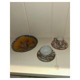 Hand painted Japanese cup, and saucers, and