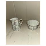 Royal Grafton cream and sugar and two pottery