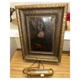 Framed Mona Lisa picture with light