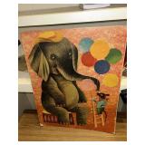 Elephant with mouse, comical picture