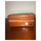 Lane Cedar jewelry box, war ration stamps, hankies