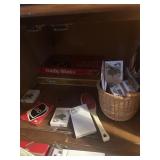 Cabinet full games, cards, pencils, puzzles, cards