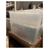 Large Plastic Tote with lots of glass Tree