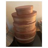 Set of 6 nested boxes.  One fell behind piano,