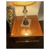 Square lamp table with two door opening