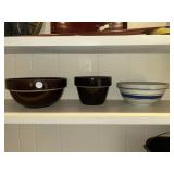 Three crock bowls