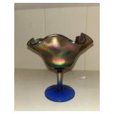 Fenton blue carnival glass type candy dish