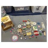 Cigar box full of buttons, Nixon, Kennedy, GOP, I