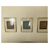 Three Chinese silk frame scarves