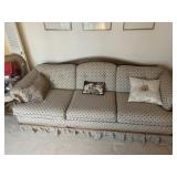 Oak framed three cushion couch with matching chair