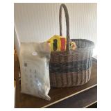 Basket with sewing items, Tin candle display