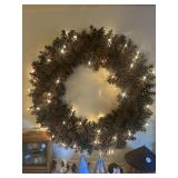 Pinecone wreath with lights