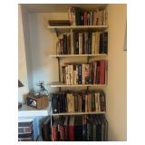 Five shelves full of books