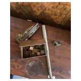 Box with wooden barn, blocks xylophone, and