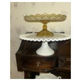Milk glass cake stand