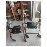 Two walkers with seats