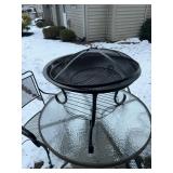 Small grill and metal fire pit