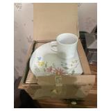 4 piece snack set, wooden tray, candles