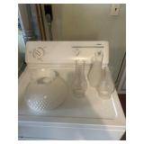 Oil, lamp, globe, and three glass chimneys