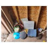 Misc shed items, seats, tiles, shingles, gas c