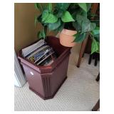 Wooden magazine rack, and artificial plant